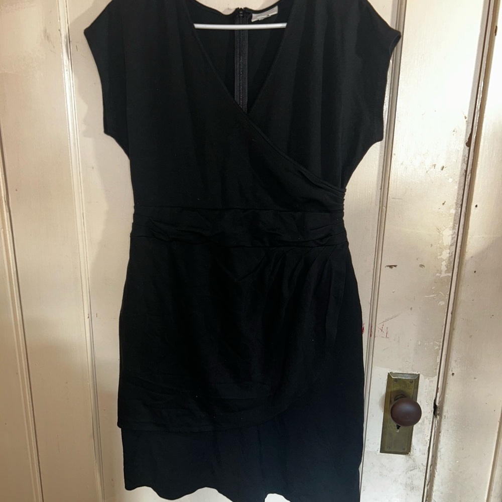 Christian Siriano for J Jill Elegant Black Wrap Mini Dress